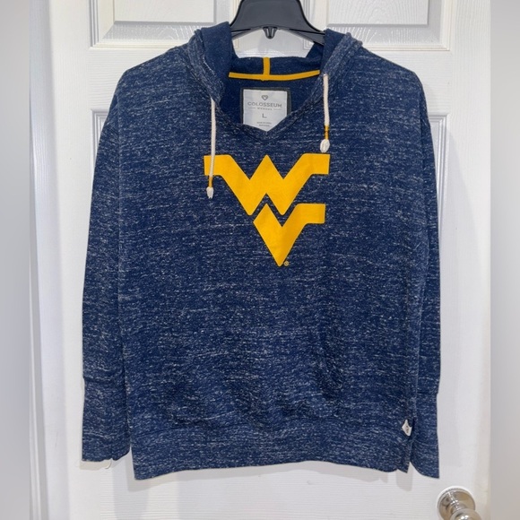 Colloseum Tops - Women's Colosseum Heathered Navy West Virginia Mountaineers Hoodie T-Shirt SZ L